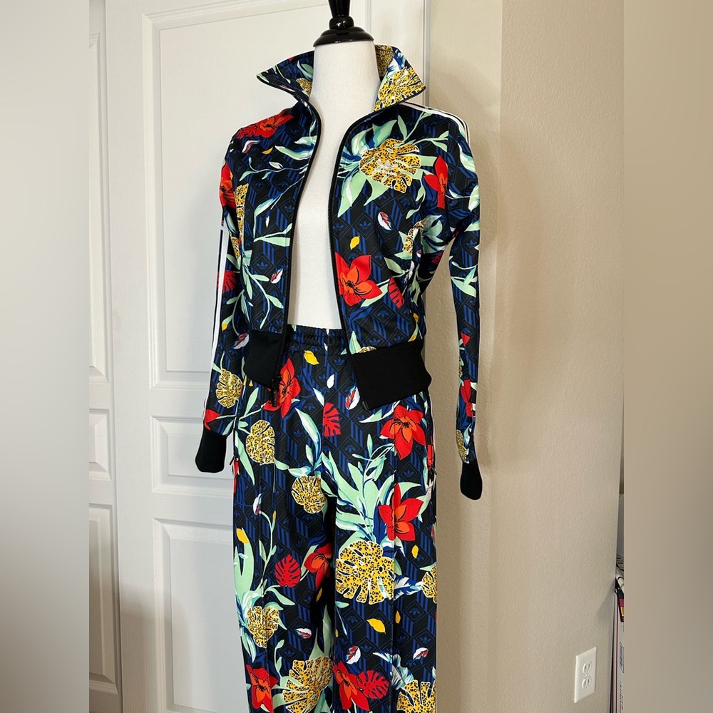 Rare Adidas Her Studio London Floral Track suit jacket & pants Sz XS tropical